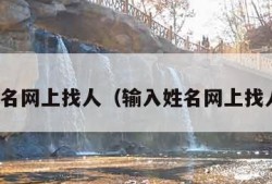 输入姓名网上找人（输入姓名网上找人软件）