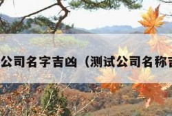 测试公司名字吉凶（测试公司名称吉凶）