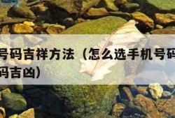 选手机号码吉祥方法（怎么选手机号码最吉利手机号码吉凶）
