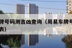 周易车牌号码测吉凶查询（周易车牌号码测吉凶查询表）