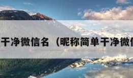 简单干净微信名（昵称简单干净微信名）